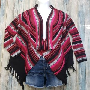 Derek Heart Cardigan Poncho Sweater Fringe!